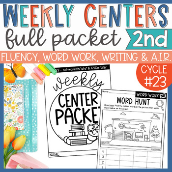 Preview of Weekly Reading Center Packet EL Skills Block 2nd Cycle 23 - Schwa ate & CVCe ate