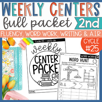 Preview of Weekly Reading Center Packet EL Skills Block 2nd Grade Cycle 25 - cal & cle