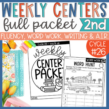 Preview of Weekly Reading Center Packet EL Skills Block 2nd Grade Cycle 26 - ous & us