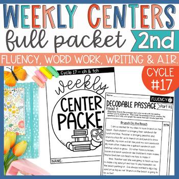 Preview of Weekly Reading Center Packet for EL Skills Block 2nd Grade Cycle 17 - ch & tch