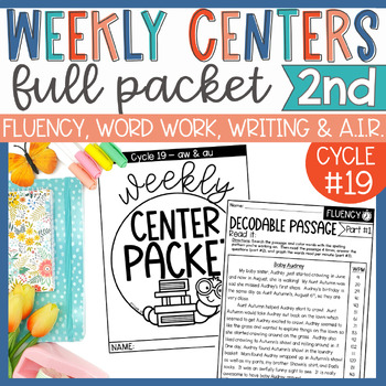 Preview of Weekly Reading Center Packet for EL Skills Block 2nd Grade Cycle 19 - aw & au