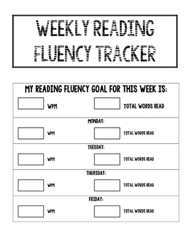 Preview of Weekly Reading Fluency Tracker