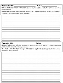 Weekly Reading Homework by Faithfully Teaching Second Grade | TpT