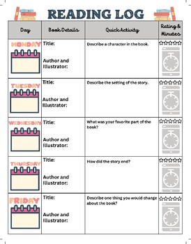 Preview of Weekly Reading Log