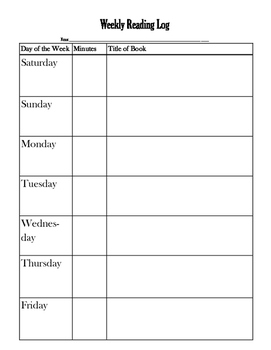 Weekly Reading Log by Sonoran Style Centers | TPT