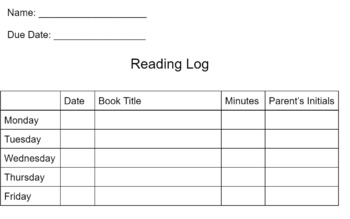 Weekly Reading Log by Katie Merchat | TPT