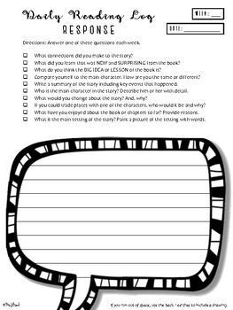 weekly reading log calendar by msjhsueh teachers pay teachers