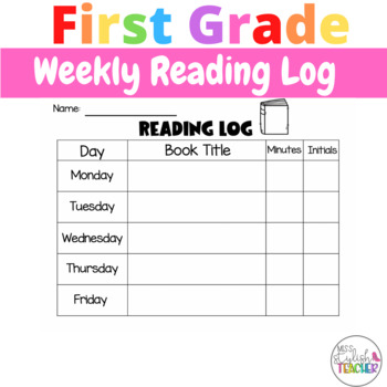 Weekly Reading Log-First Grade by Miss Stylish Teacher | TpT