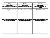 Weekly Reading Log/ Jot Log with guiding questions for fic