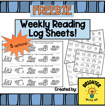 Weekly Reading Log Sheets - FREE! by Brighter with BK | TPT