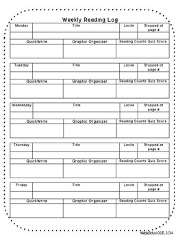 Weekly Reading Log for the Read 180 and System 44 Classroom | TpT