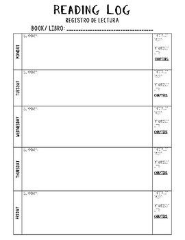 Weekly Reading Log with Parent Initials (Monday-Friday) by Sassy In 6th