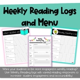 Weekly Reading Logs and Response Menu - Editable Menus included