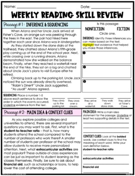 Weekly Reading Practice by Teaching With a Mountain View | TPT