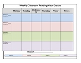 Weekly Reading or Math Group Chart