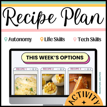 Preview of Weekly Recipe Plan | SPED Life Skills Cooking  | Meal Voting Template