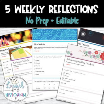 Preview of Weekly Reflections: 5 Google Forms Check-ins + SEL *Back to School*