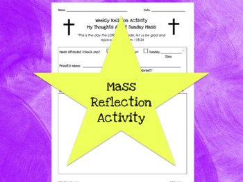 Preview of Weekly Religion Catholic School Mass Reflection Log/Activity