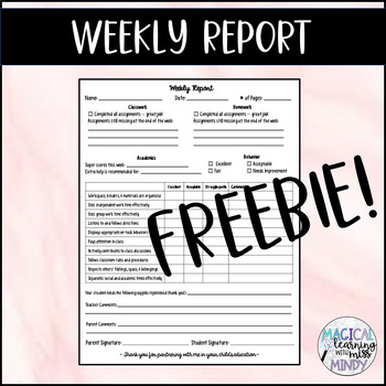 Preview of Weekly Report to Enhance Parent-Teacher Communication