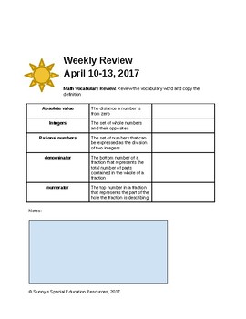 Preview of Weekly Review - Editable Template