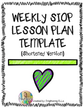 Preview of Weekly SIOP Lesson Plan Template (Shortened Version)