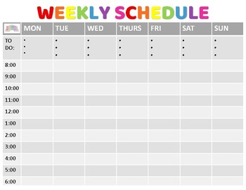 Weekly Schedule by Rainbow Speechy | TPT