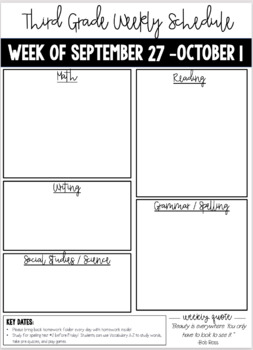 Editable Weekly Schedule by Count to 3 | TPT