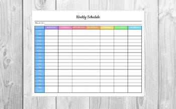 Weekly Schedule Editable PDF Colorful | Hourly Schedule Printable
