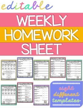 Preview of Weekly Schedule, Homework Folder Cover
