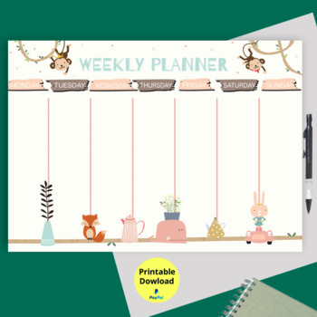 Preview of Weekly Schedule Printable, Hourly Planner, Weekly Organiser, back to school