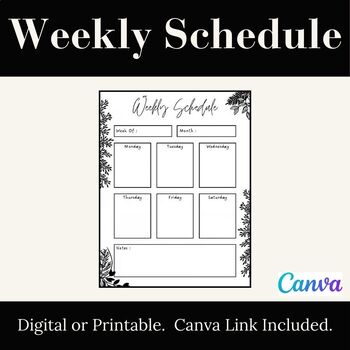 Preview of Weekly Schedule, Editable Schedule Printable, Weekly Teacher Planner