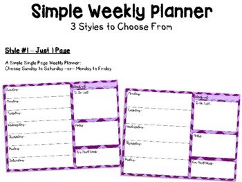 Simple Weekly Schdule Printable Weekly Teachers Planner