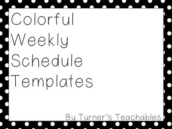 Preview of Colorful Weekly Schedule Template (EDITABLE!)