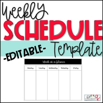 Preview of EDITABLE Weekly Schedule Template Pages for Elementary Teachers