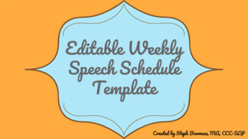 Preview of Weekly Schedule Template for SLPs (Editable)