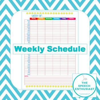 Preview of Weekly Schedule in 15-minute Blocks