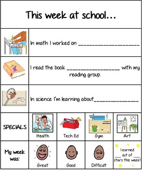 Weekly School-Home Communication Sheet by Kathryn Mullen | TPT