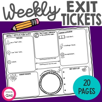 Preview of Weekly Self Reflections Exit Ticket Pages -  Exit Slips - Student Journal Pages