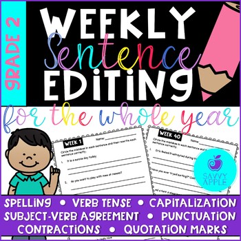 Preview of Weekly Sentence Editing Worksheets for the Whole Year 40 Weeks Grade 2