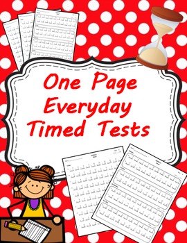 Preview of One Page Everyday Timed Tests Addition, Subtraction, Multiplication & Division