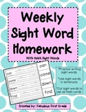 Weekly Sight Word Homework - Dolch List