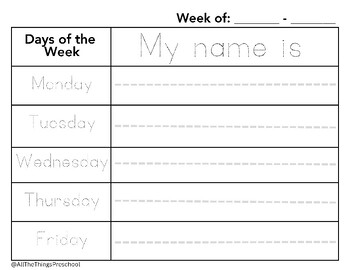 Preview of Weekly Sign-In Sheet for Students