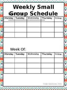Weekly Small Group Schedule by Coffee Plus Curriculum | TpT