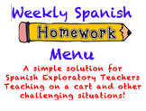 Weekly Spanish Homework Menu