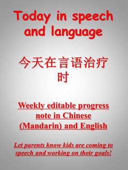 Preview of Weekly Speech Progress Note (Chinese and English)
