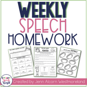 Preview of Weekly Speech Therapy Homework!