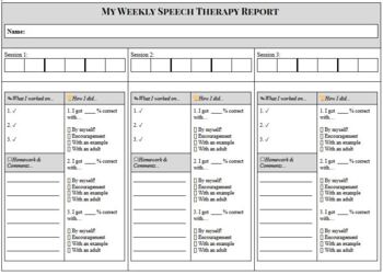Preview of Weekly Speech Therapy Report Card