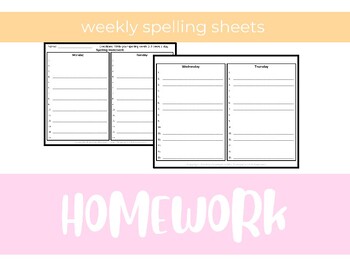 Preview of Weekly Spelling Homework Sheet: 15 Words