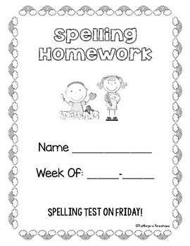 weekly spelling homework sheet