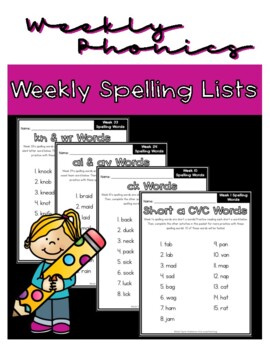 Weekly Spelling Lists- 1st Grade Phonics by A Cup of Teaching | TpT